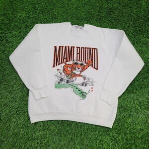 Vintage 80s Funny Tiger Plane Sweatshirt Womens Large 20x22 Miami